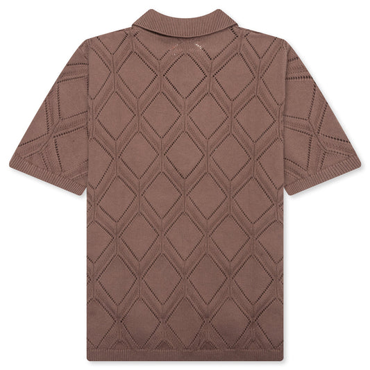 Diamond Knit Polo - Brown