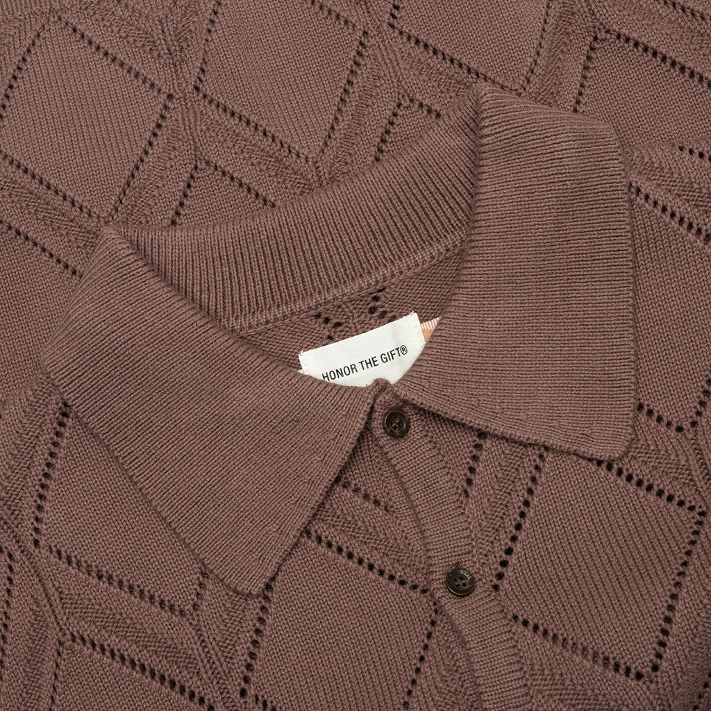 Diamond Knit Polo - Brown