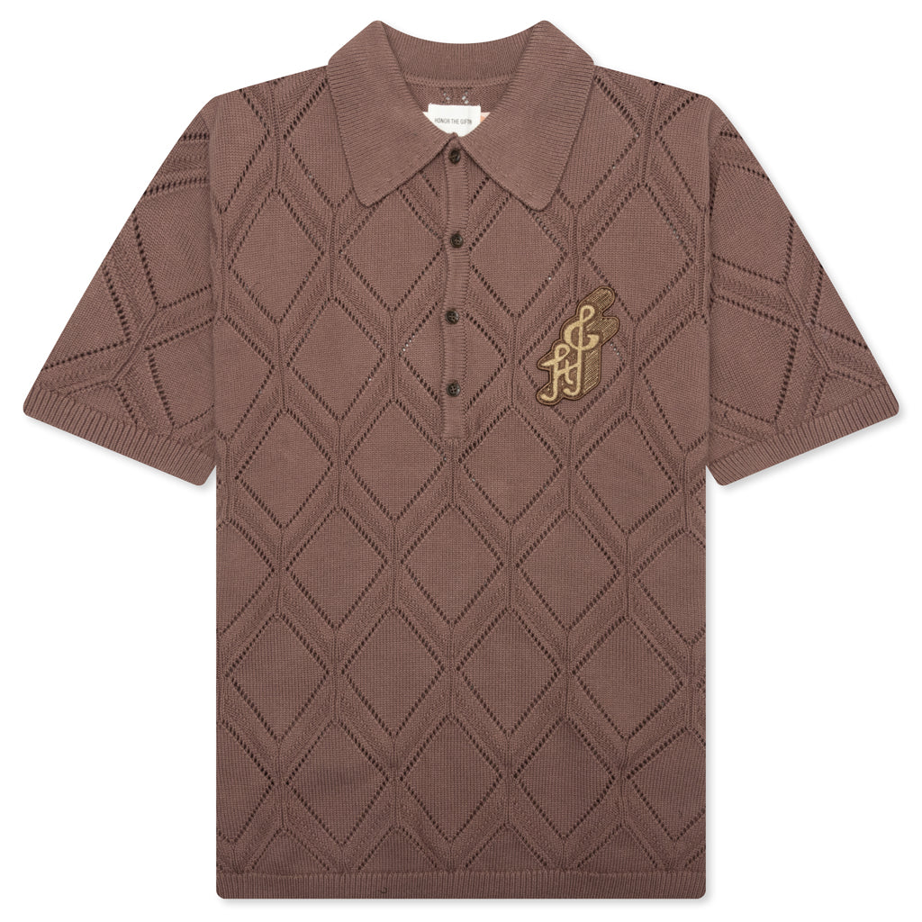 Diamond Knit Polo - Brown