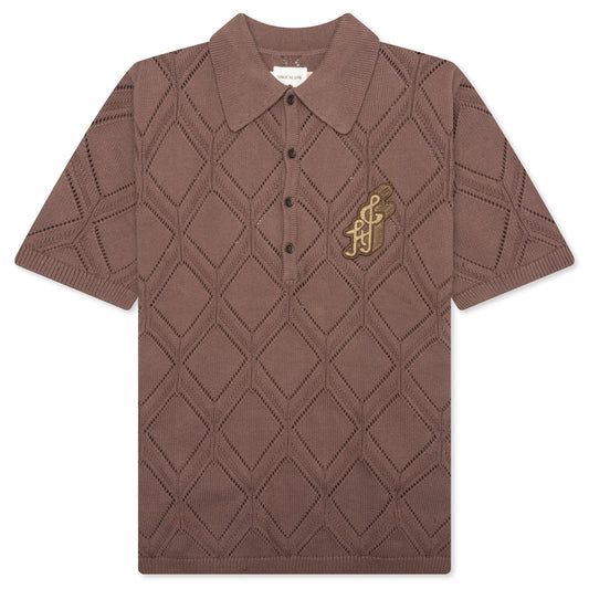 Diamond Knit Polo - Brown