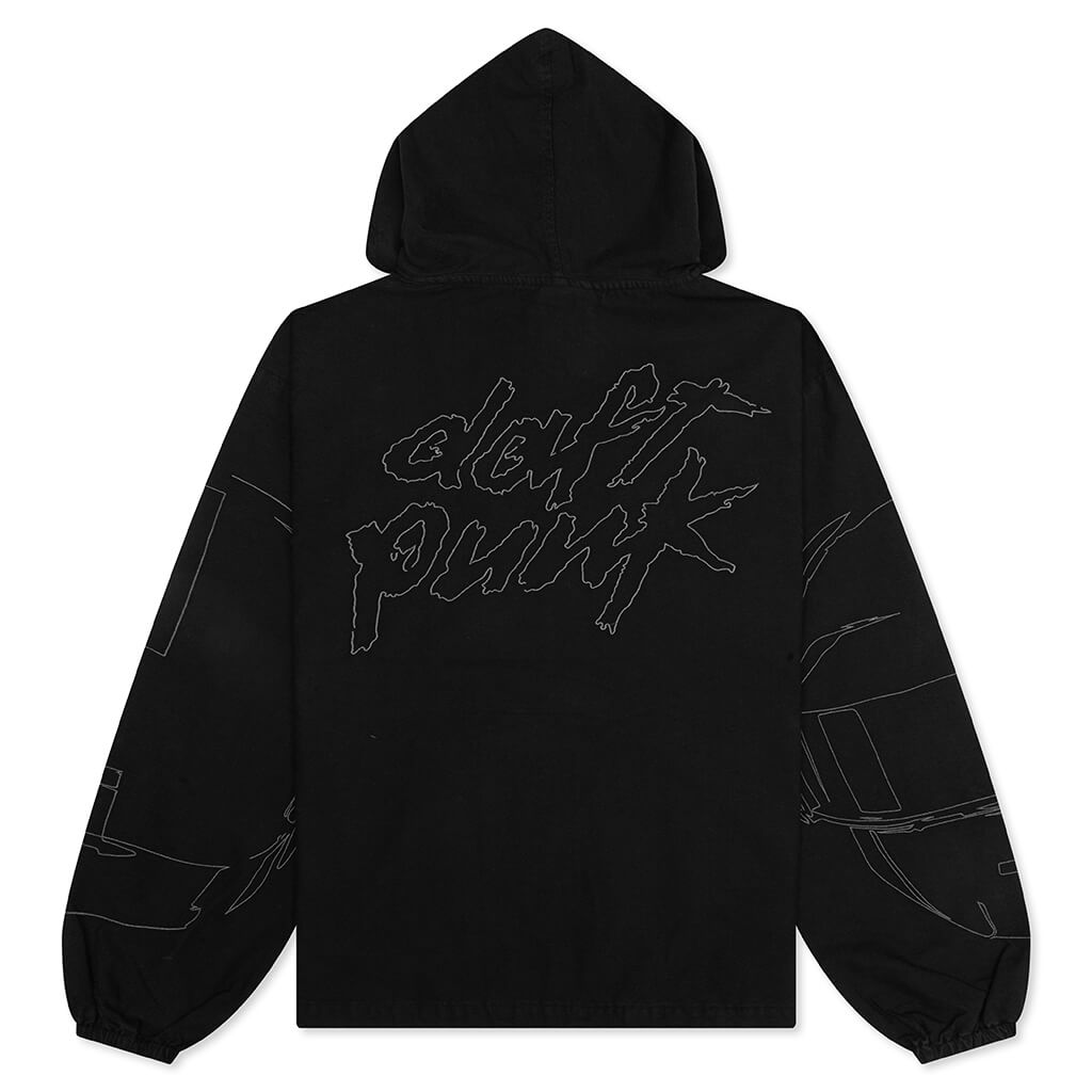 Digital Zip Poncho Hoodie - Black