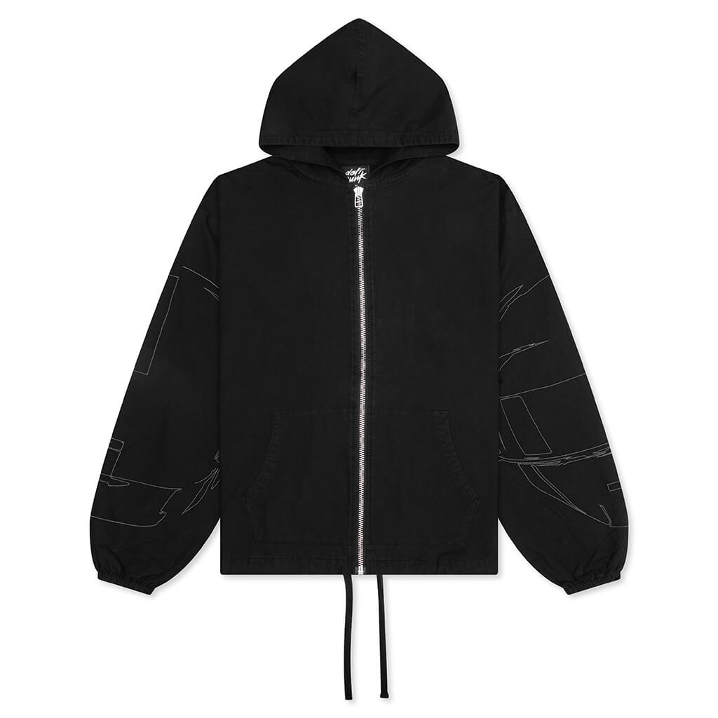 Digital Zip Poncho Hoodie - Black
