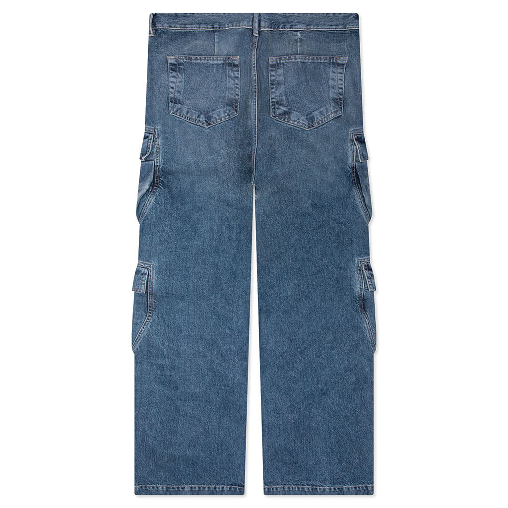Double Cargo Denim Jeans - Washed Indigo