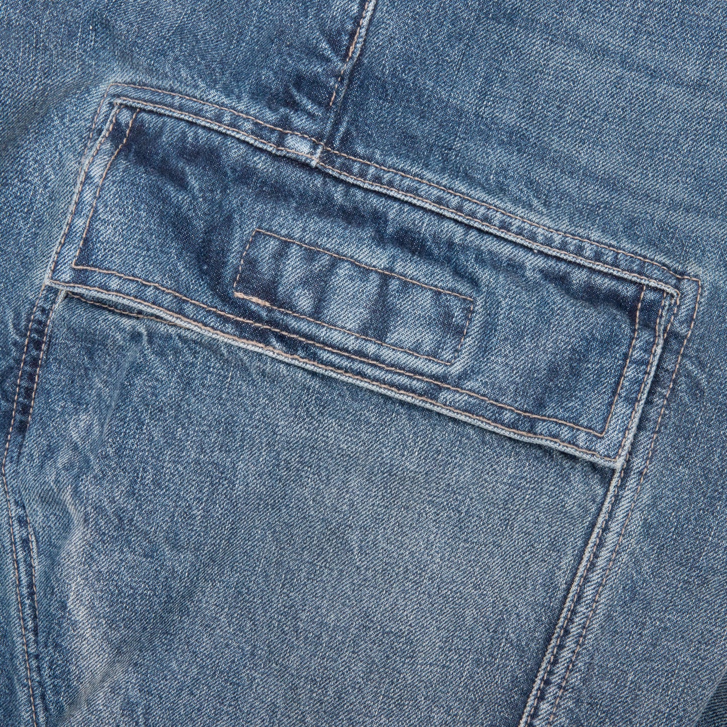 Double Cargo Denim Jeans - Washed Indigo