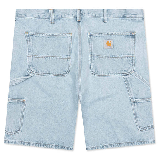 Double Knee Short - Blue Heavy Stone Bleached