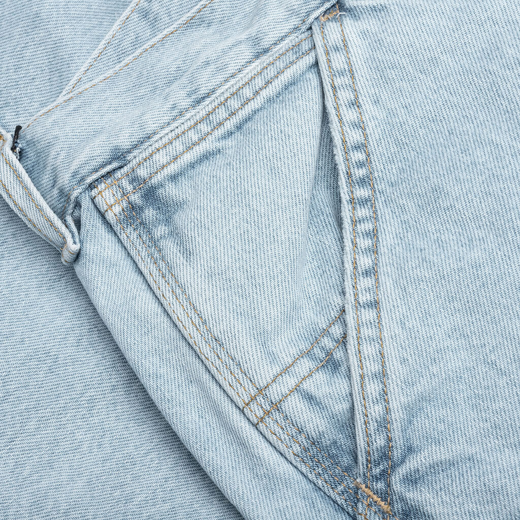 Double Knee Short - Blue Heavy Stone Bleached