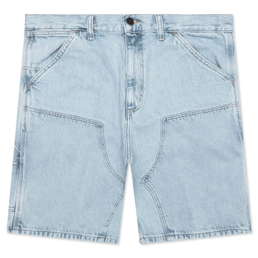 Double Knee Short - Blue Heavy Stone Bleached