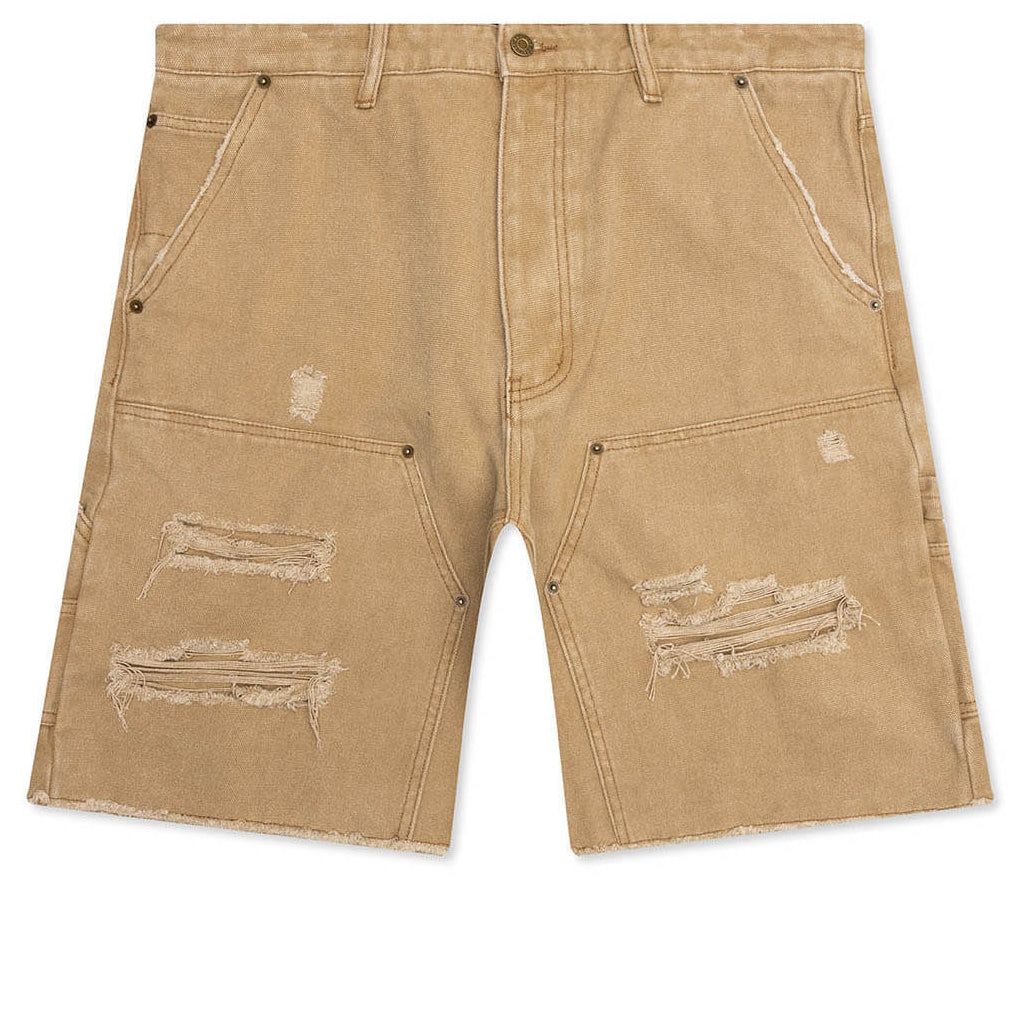 Ryan Double Knee Shorts - Washed Brown