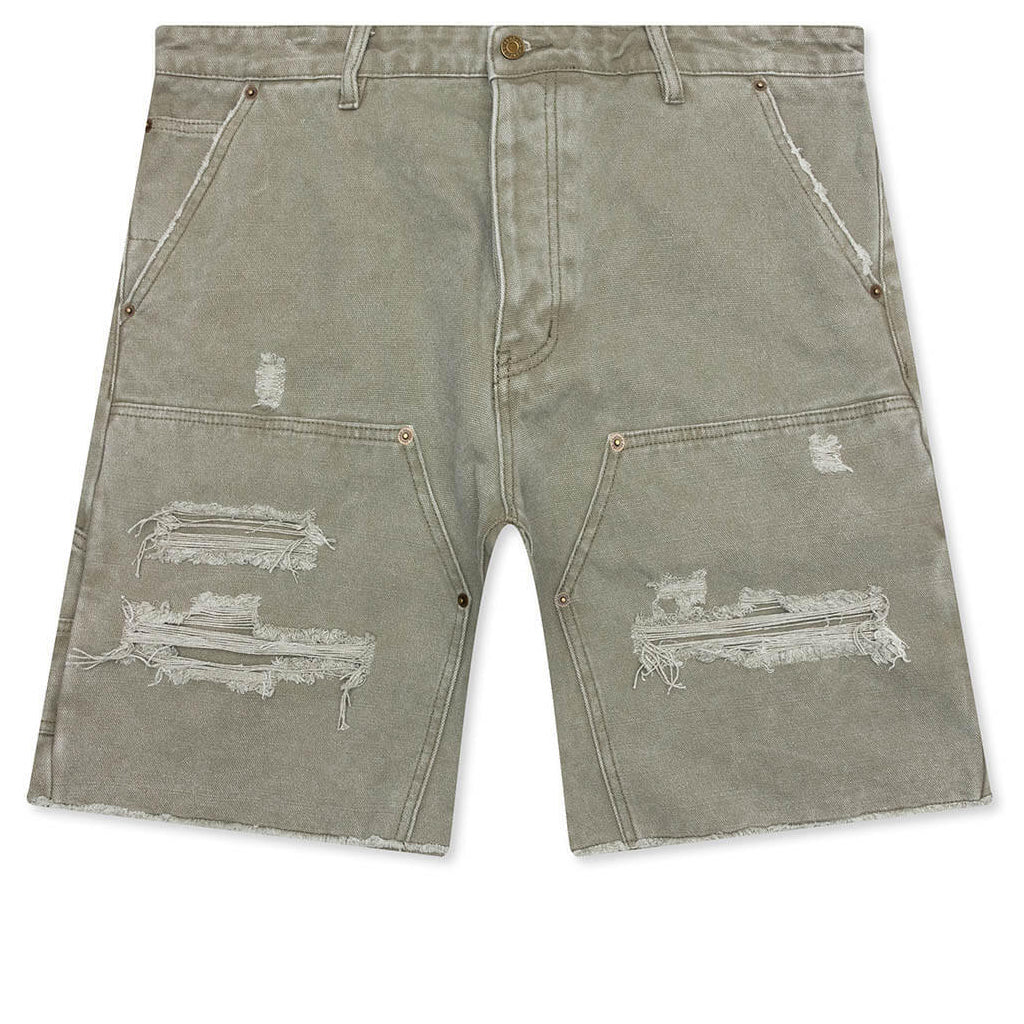 Ryan Double Knee Shorts - Washed Olive