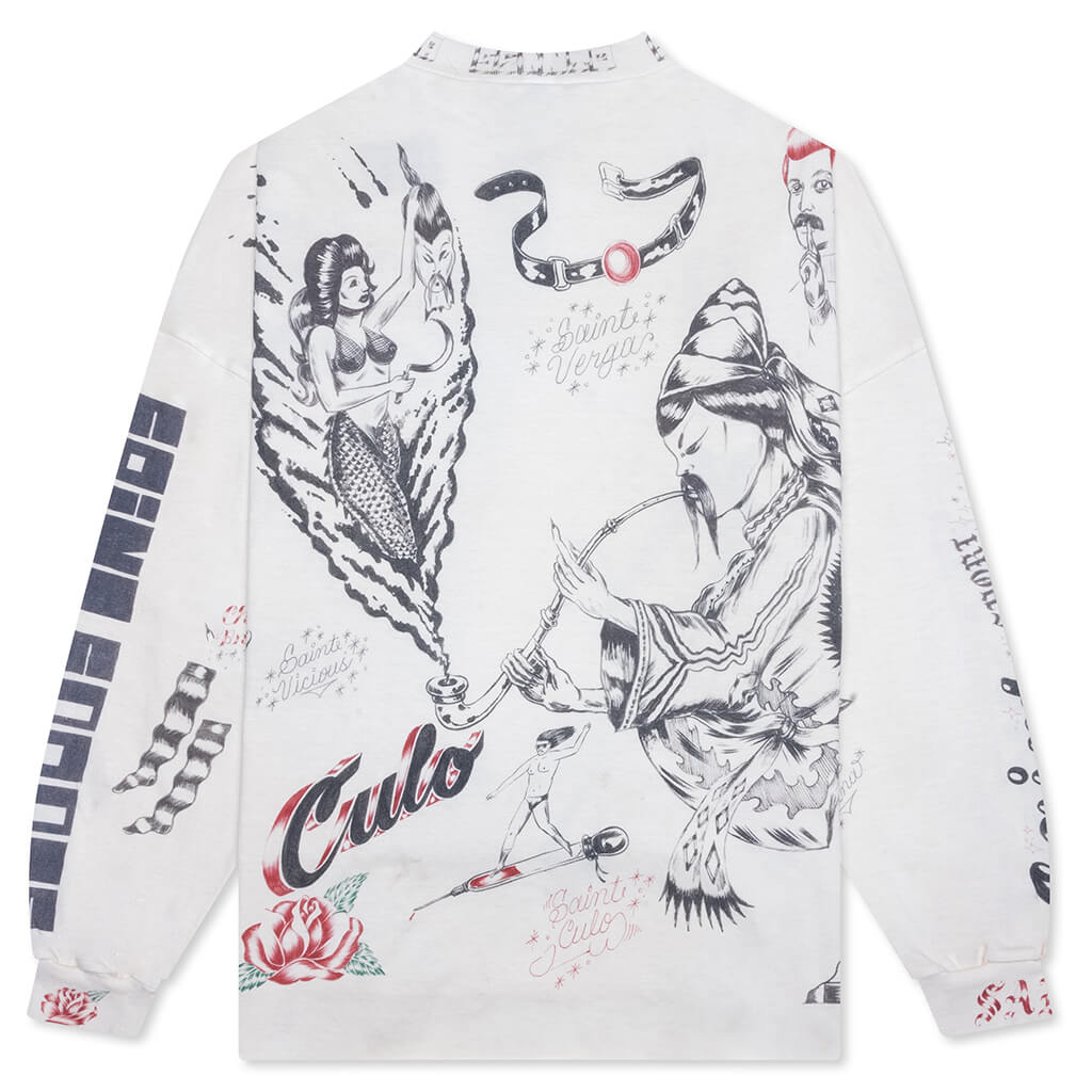 Drawing L/S Tee - White