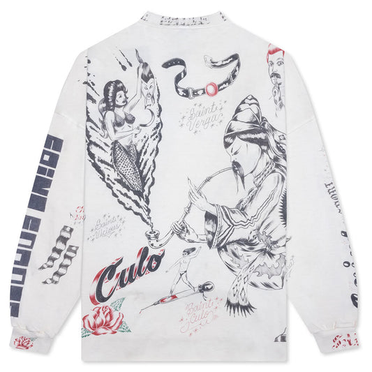 Drawing L/S Tee - White