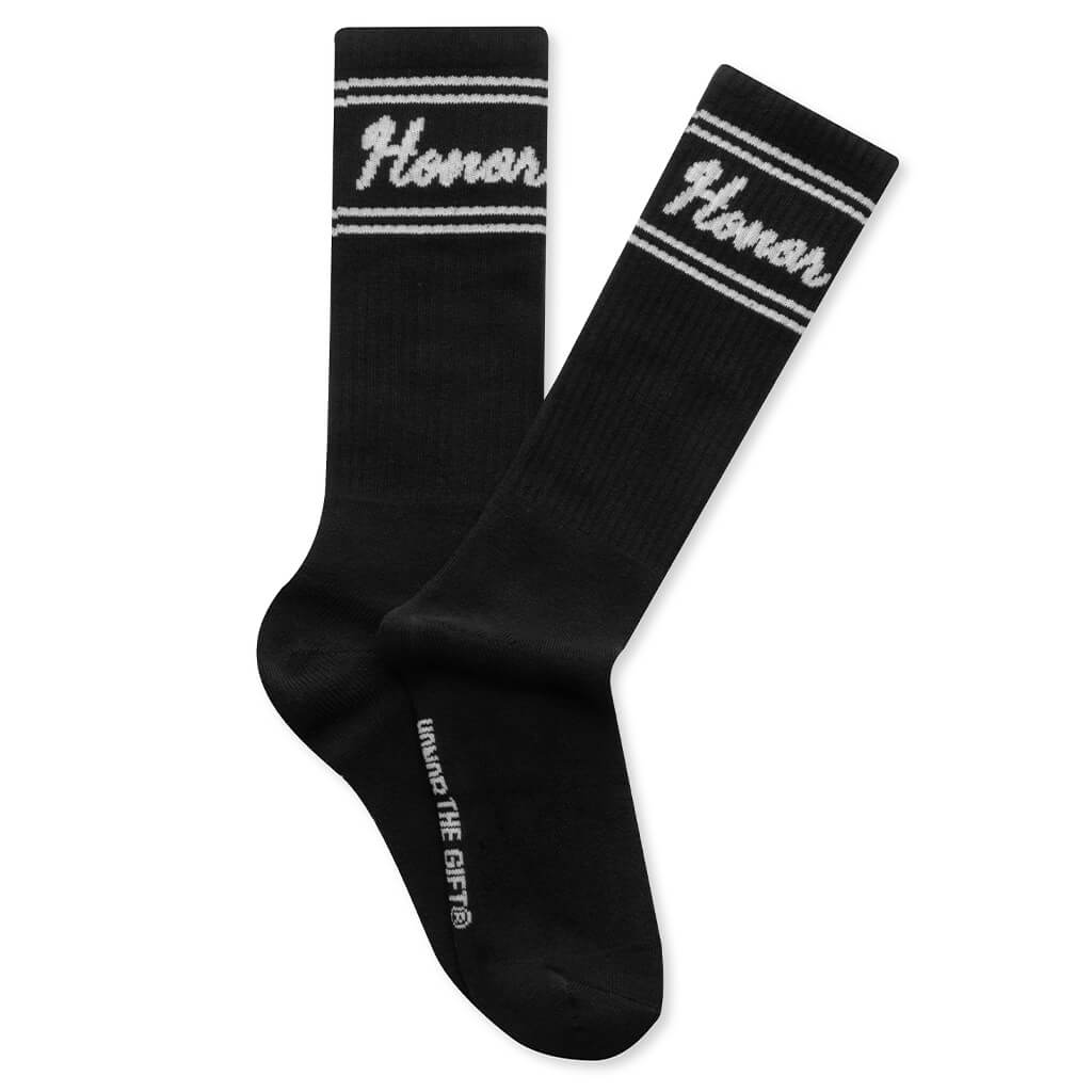 Drive In Striped Ribbed Sock - Black