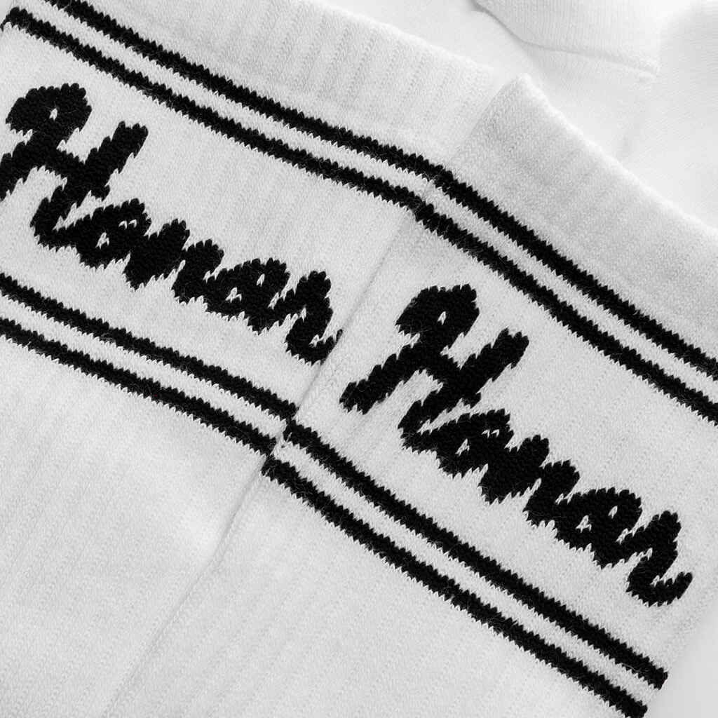 Drive In Striped Ribbed Sock - White