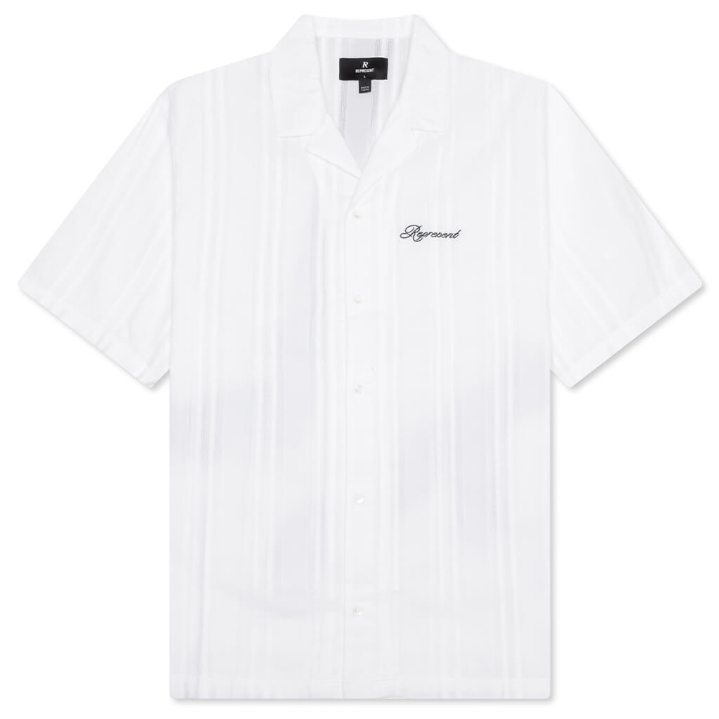 Embroidered Bowling Shirt - Antique White