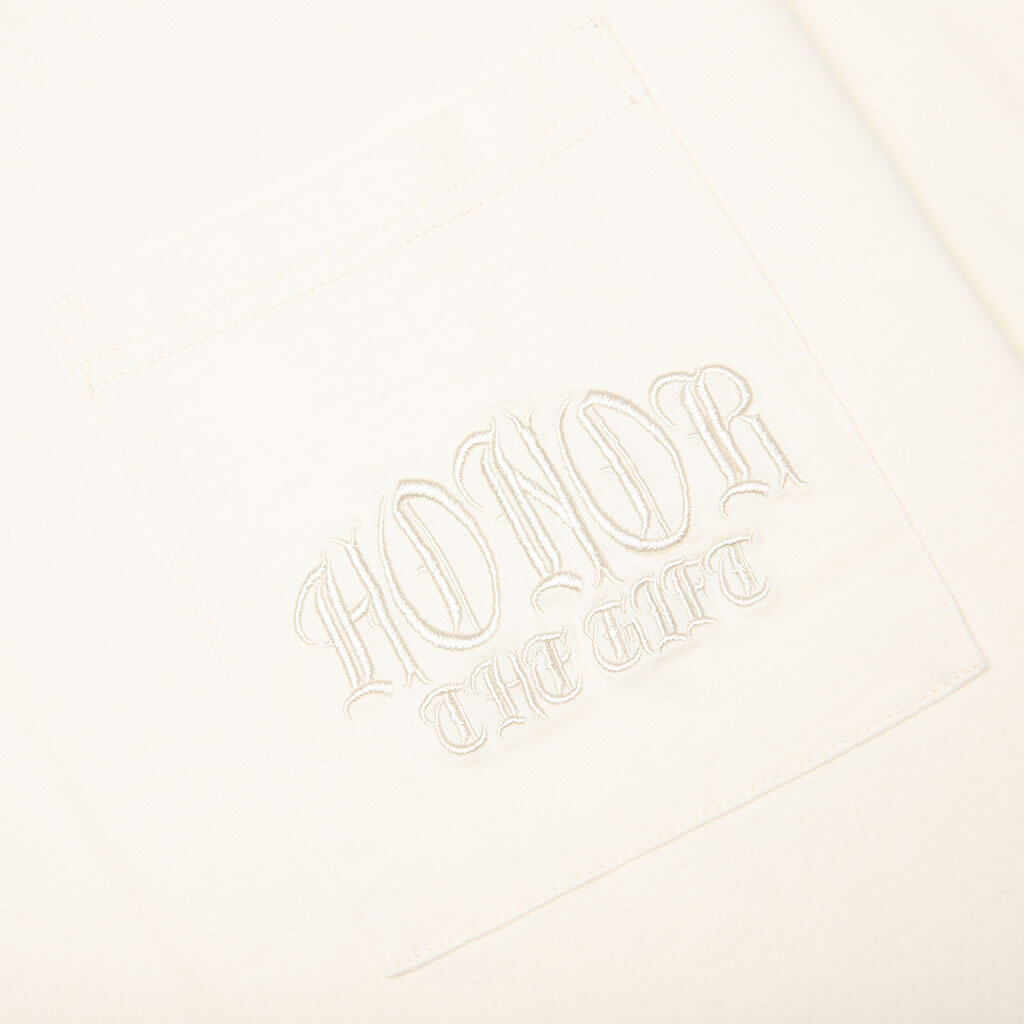 Embroidered Pocket Tee - Bone