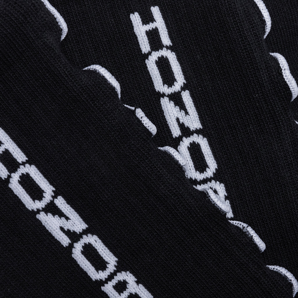 Embroidery Edge Ribbed Sock - Black