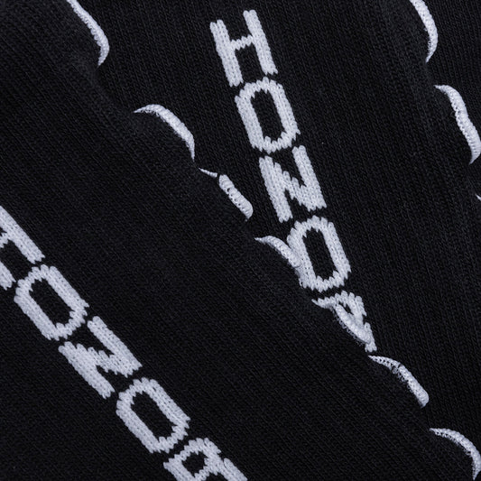 Embroidery Edge Ribbed Sock - Black