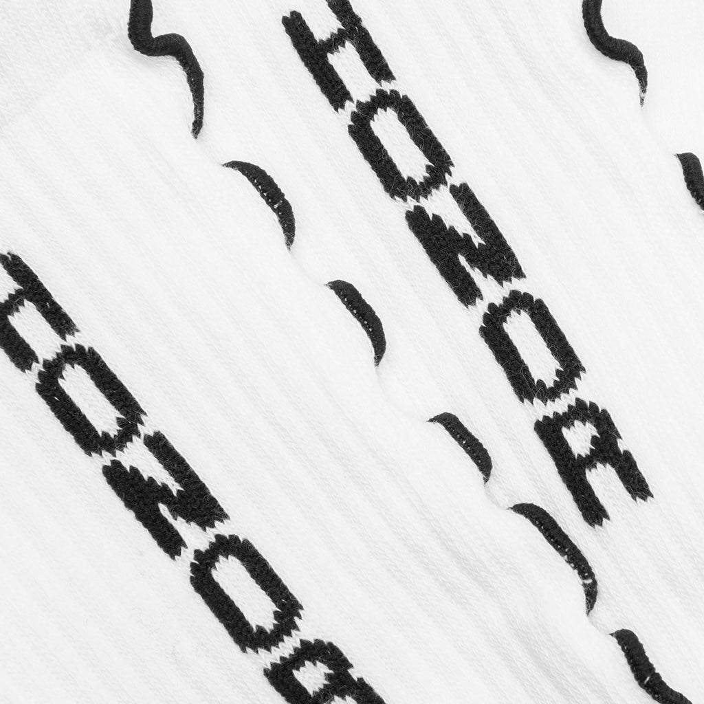 Embroidery Edge Ribbed Sock - White