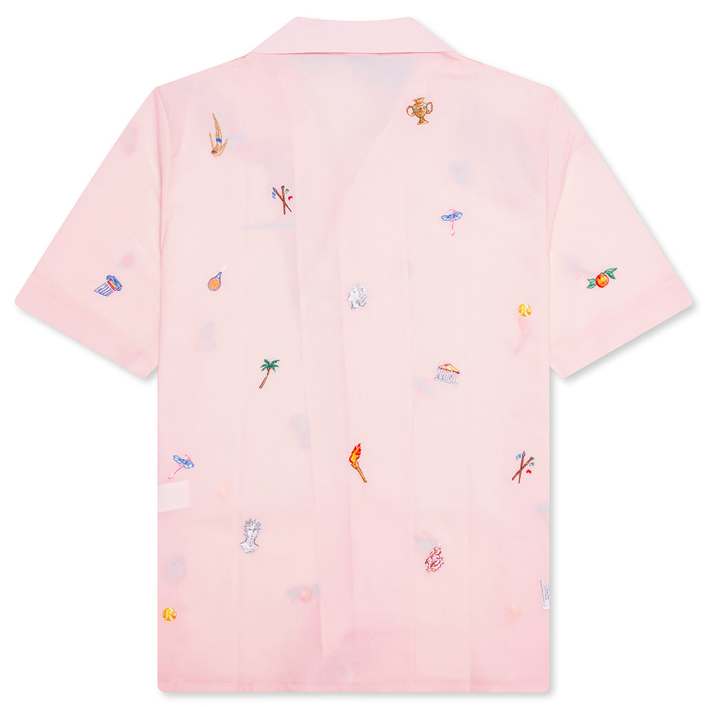 Embroidery Motifs Logo S/S Shirt - Light Pink