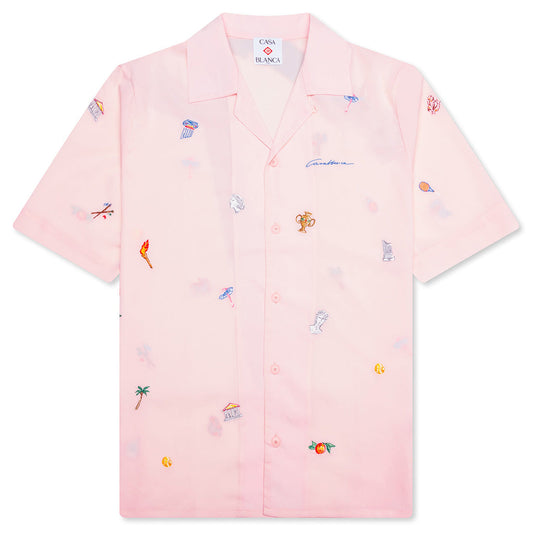 Embroidery Motifs Logo S/S Shirt - Light Pink