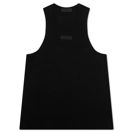 Essentials Ribbed Tank Top - Black