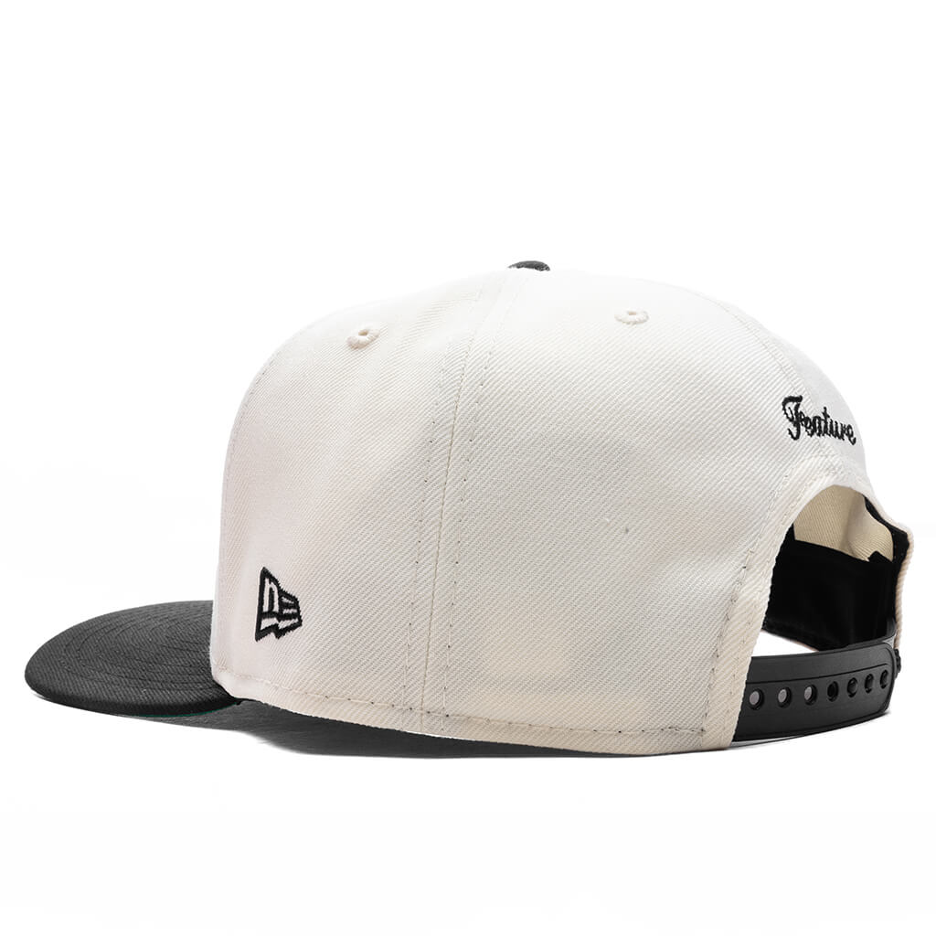 Feature x New Era 9FIFTY A-Frame Snapback Curve 'LV' Bones - Chrome/Black