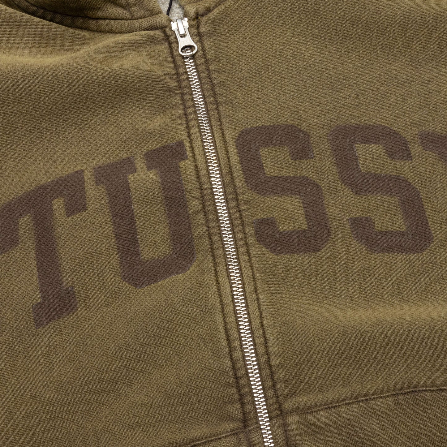Faded Graphic Zip Hoodie - Olive