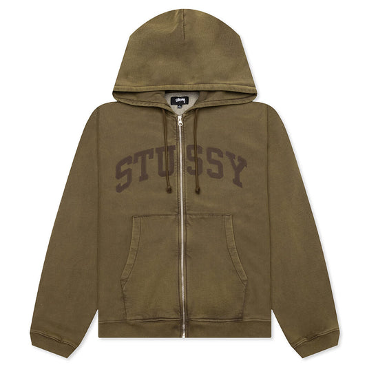 Faded Graphic Zip Hoodie - Olive