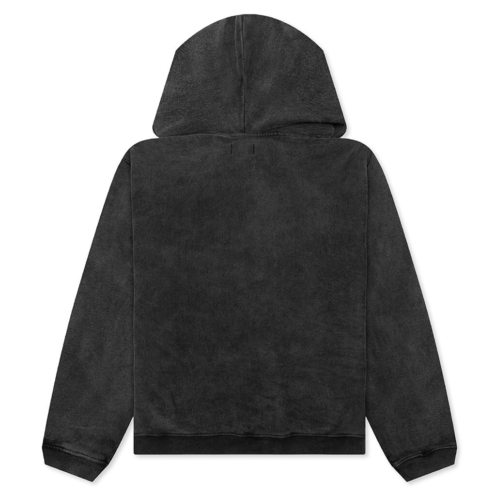 Faded Graphic Zip Hood - Washed Black