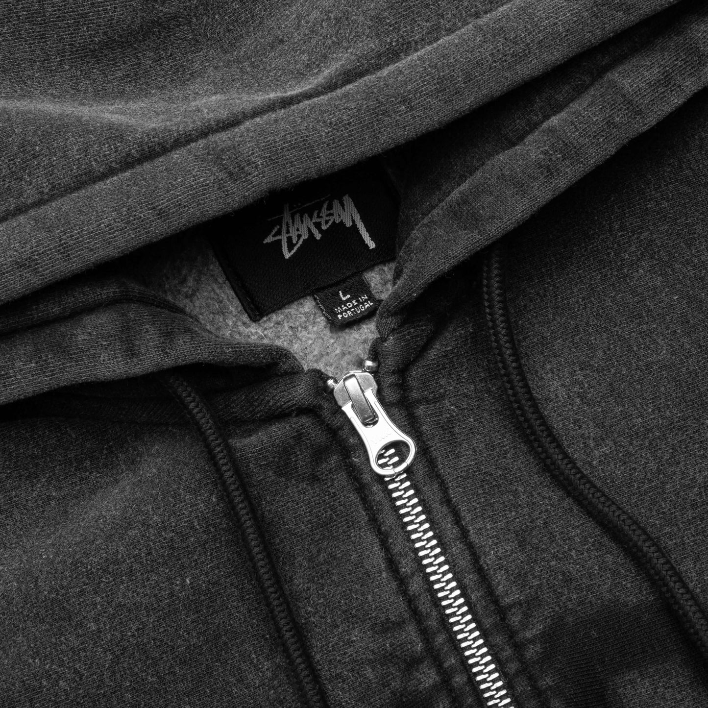 Faded Graphic Zip Hood - Washed Black