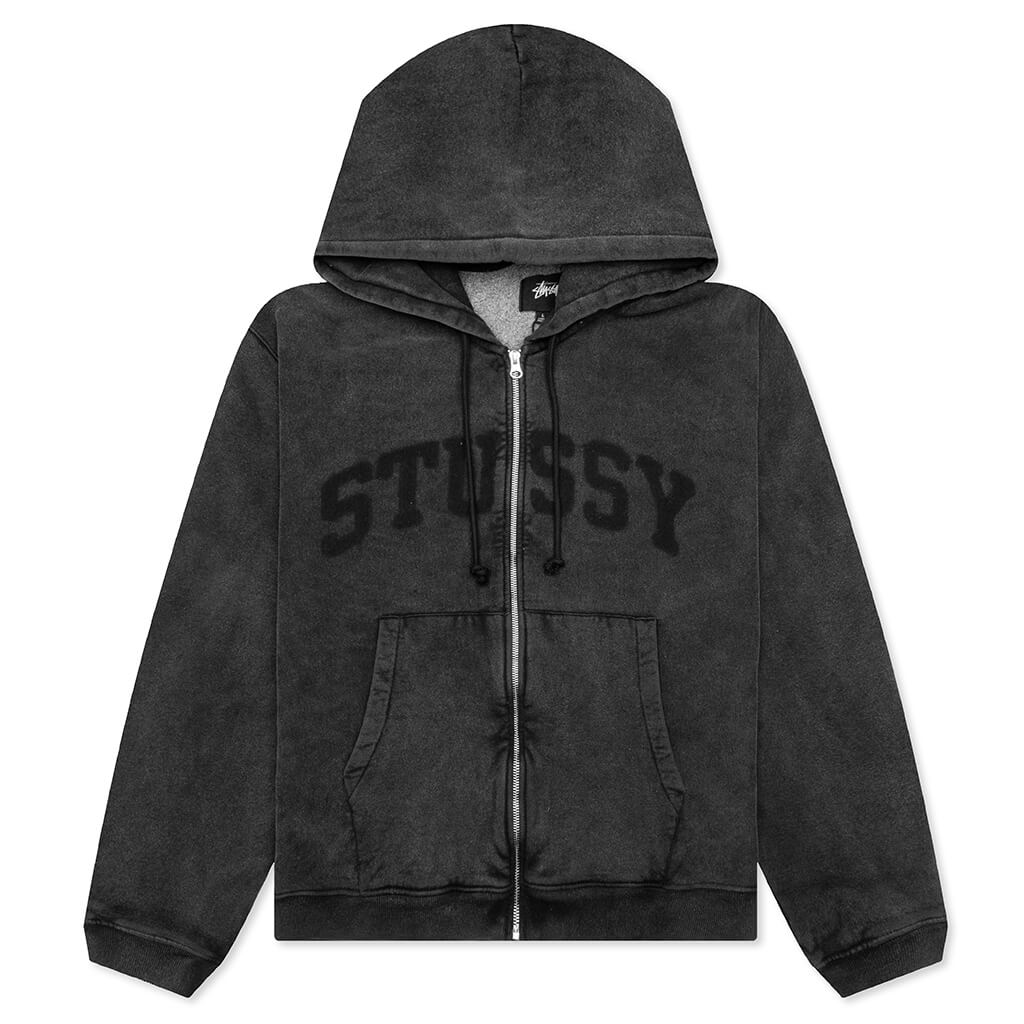 Faded Graphic Zip Hood - Washed Black