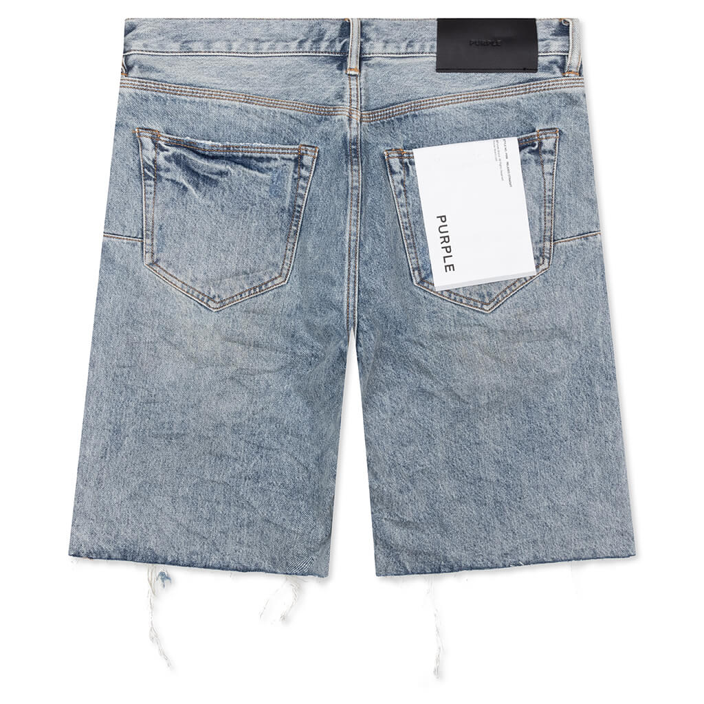 Faros Rip Patched Shorts - Light Indigo