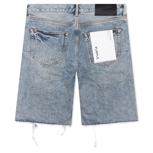 Faros Rip Patched Shorts - Light Indigo