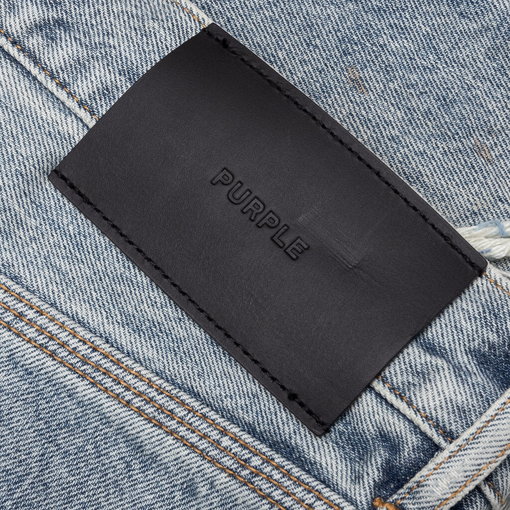 Faros Rip Patched Shorts - Light Indigo