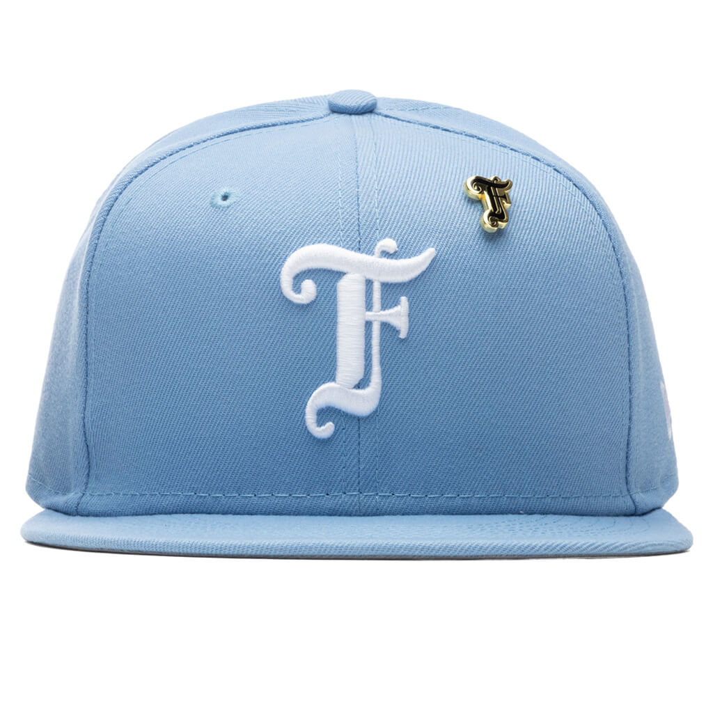 Feature x New Era Old English F Snapback Hat w/ Pin - Birdseye Blue
