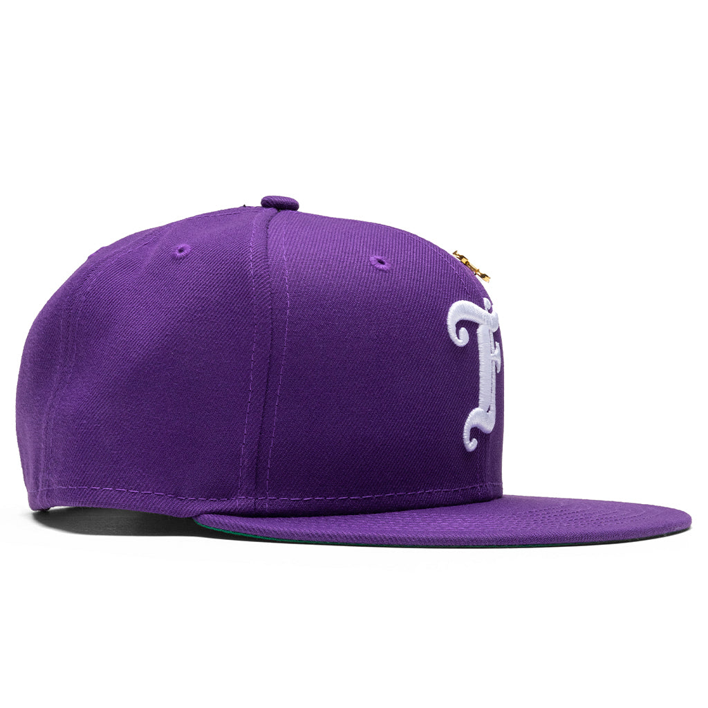 Feature x New Era Old English F Snapback Hat w/ Pin - Deep Purple
