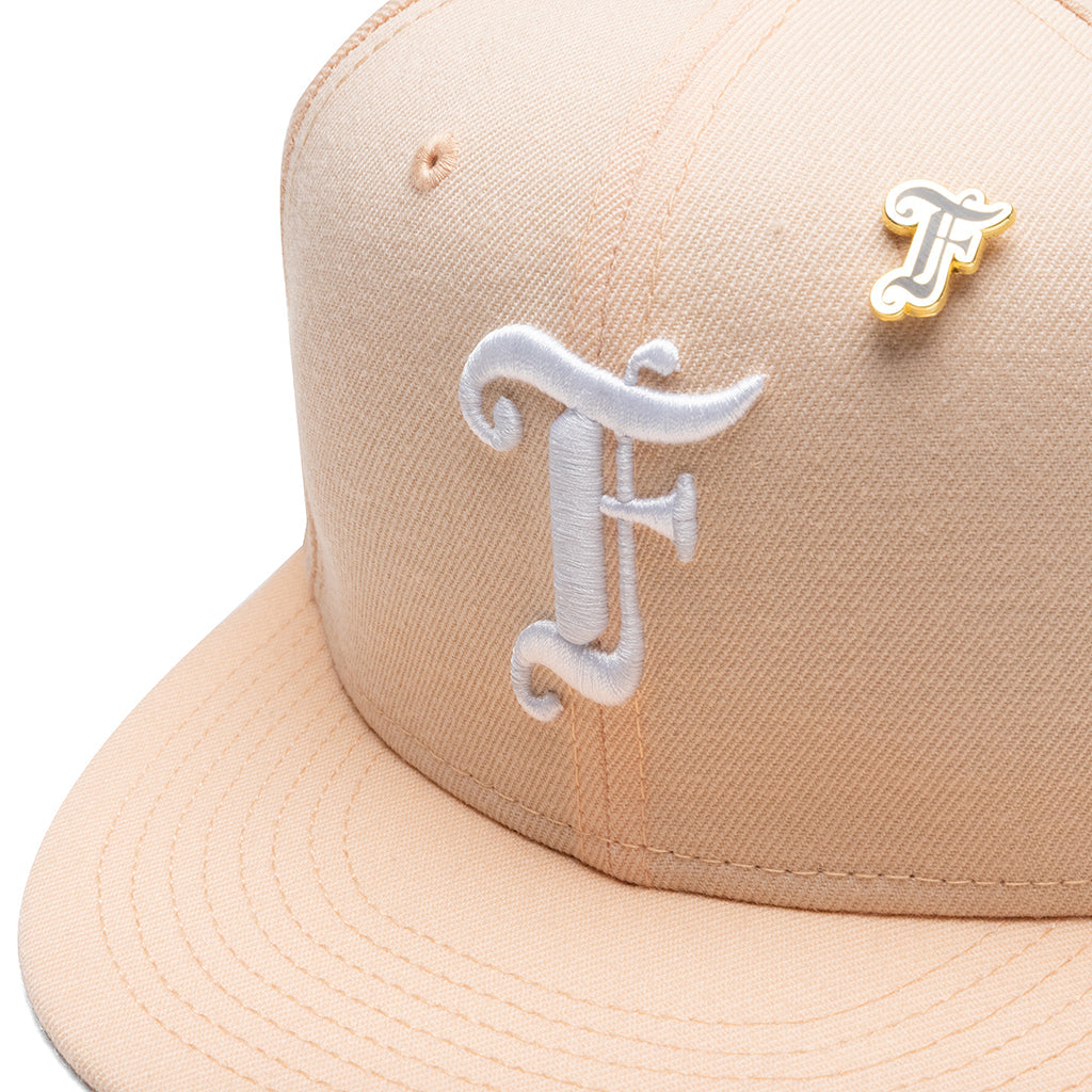 Feature x New Era Old English F Snapback Hat w/ Pin - Mango Mocha