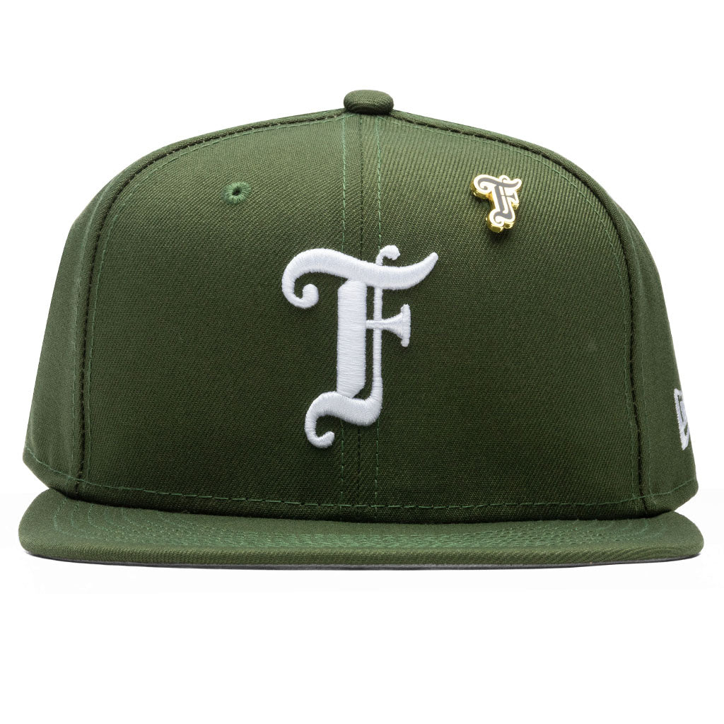 Feature x New Era Old English F Snapback Hat w/ Pin - Rifle Green