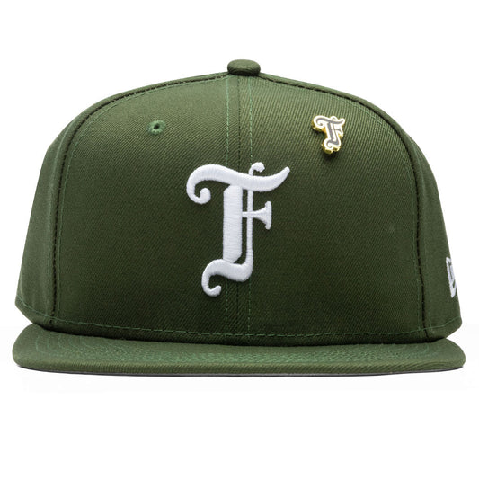 Feature x New Era Old English F Snapback Hat w/ Pin - Rifle Green