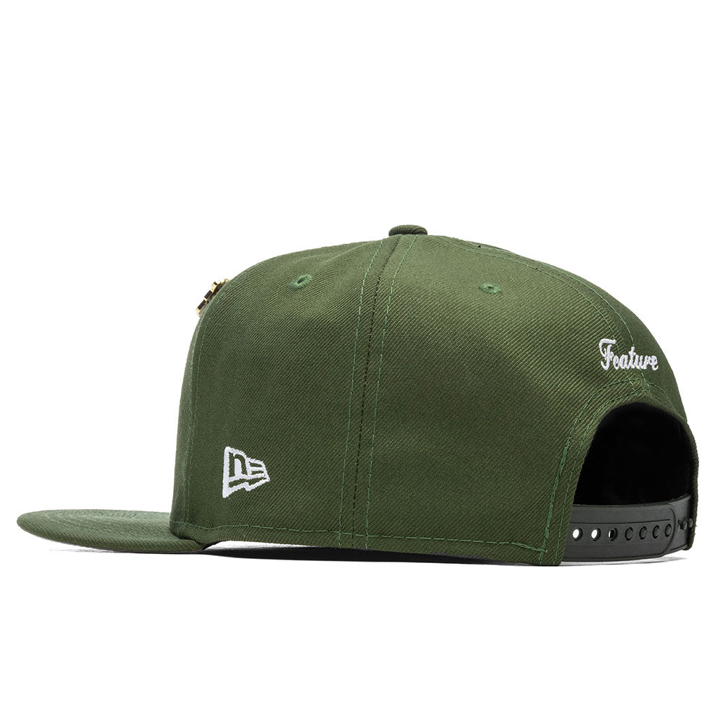 Feature x New Era Old English F Snapback Hat w/ Pin - Rifle Green