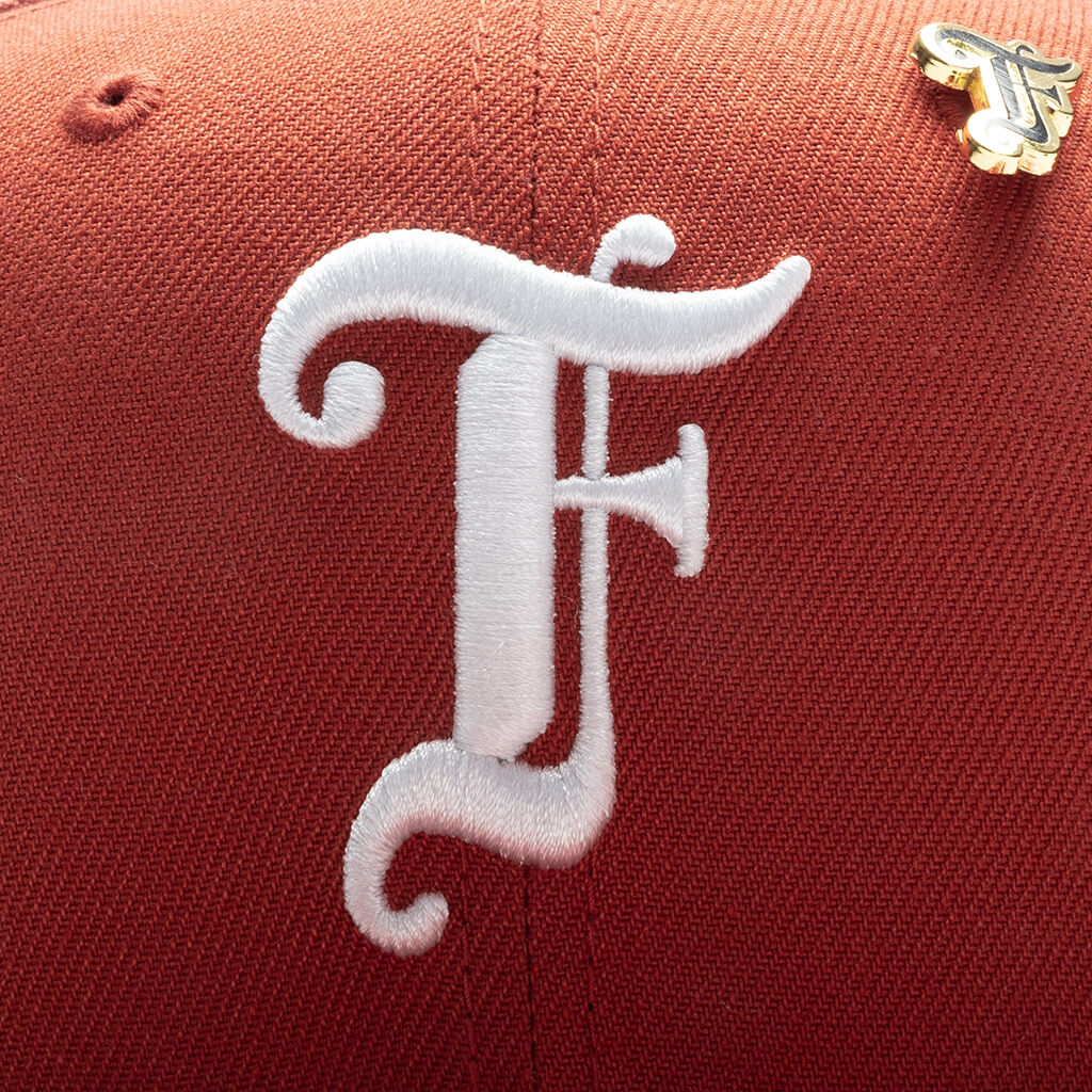 Feature x New Era Old English F Snapback Hat w/ Pin - Rust