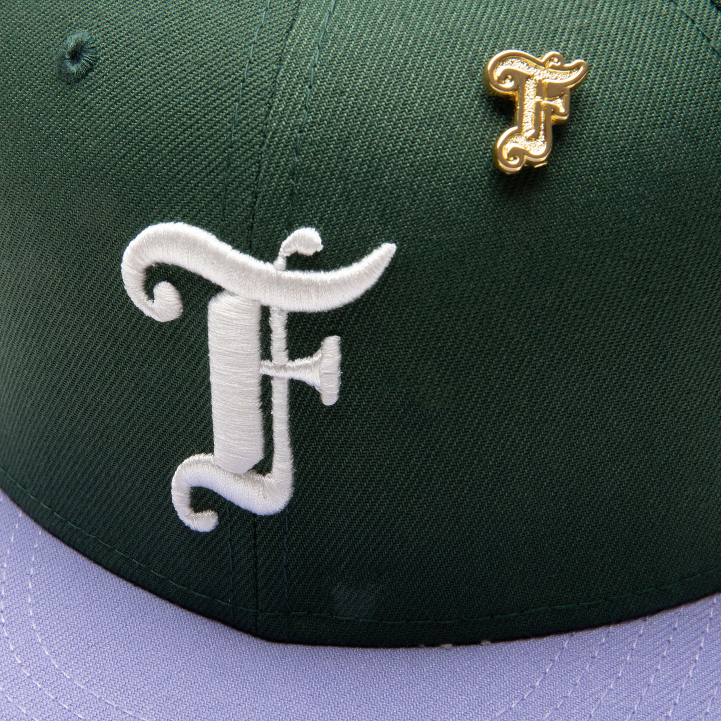 Feature x New Era Old English F Snapback Hat w/ Pin - Cilantro/Lavender