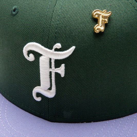Feature x New Era Old English F Snapback Hat w/ Pin - Cilantro/Lavender