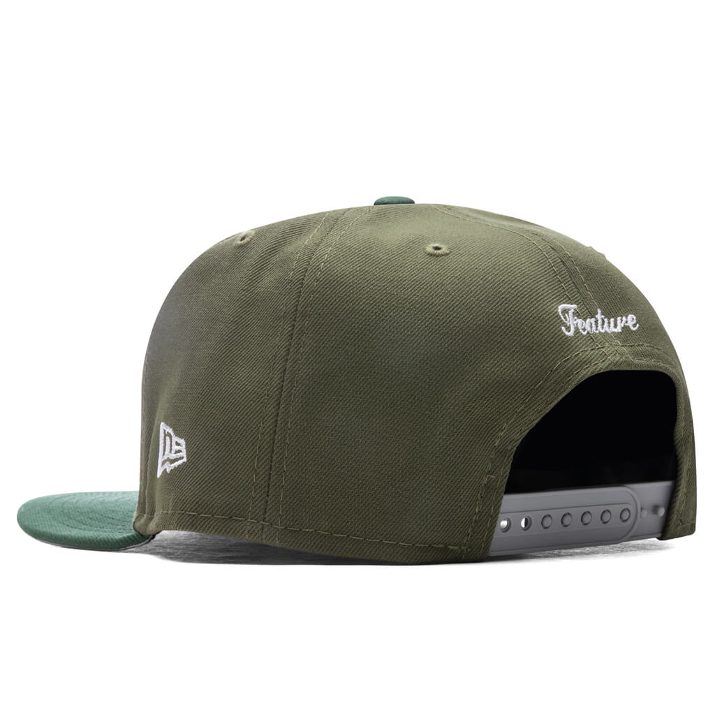 Feature x New Era Old English F Snapback - New Olive/Cilantro