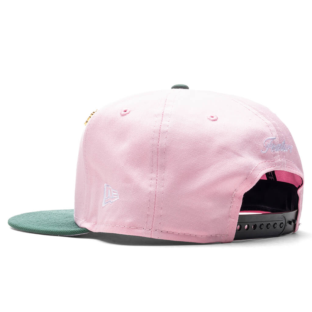 Feature x New Era Old English F Snapback Hat w/ Pin - Pink/Cilantro