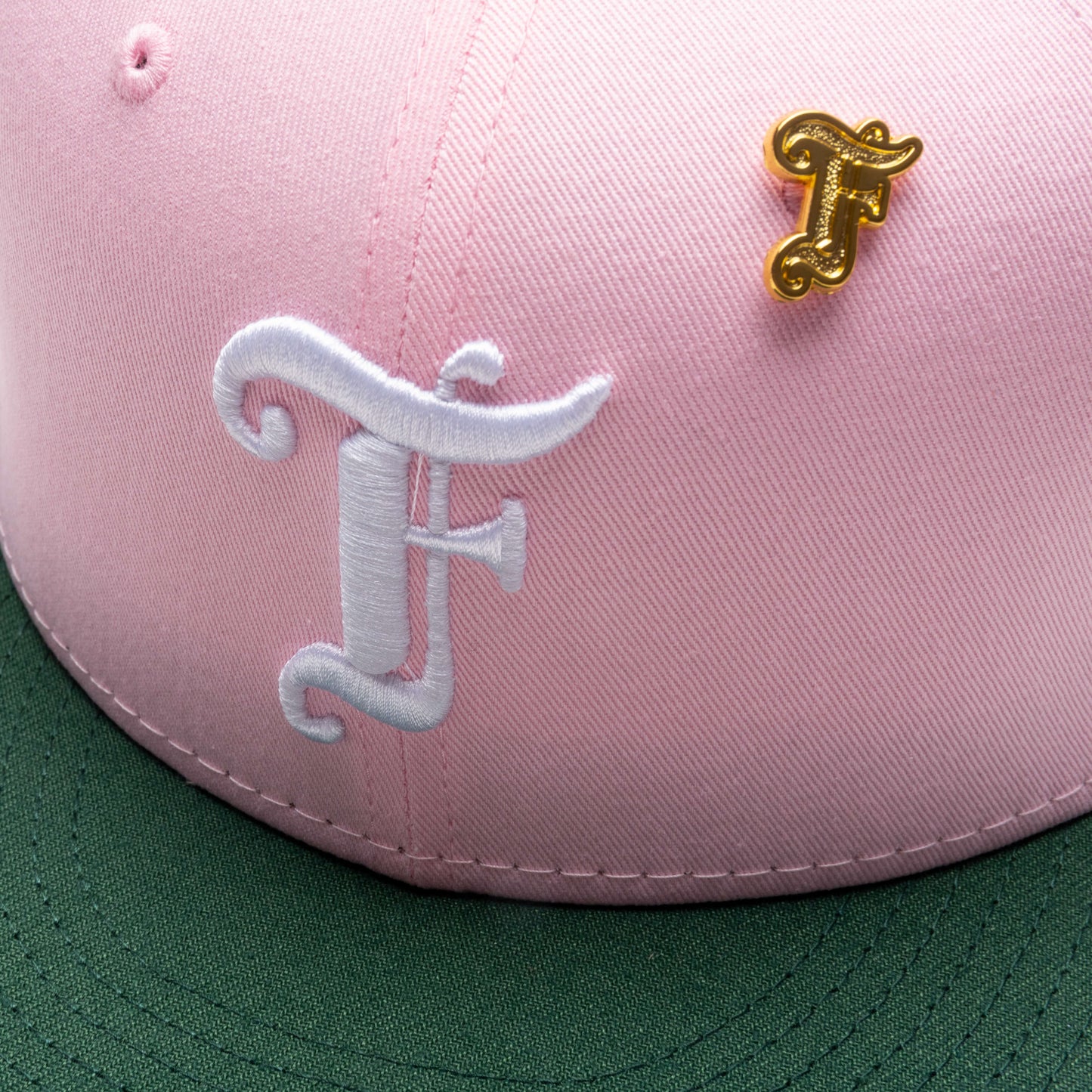Feature x New Era Old English F Snapback Hat w/ Pin - Pink/Cilantro