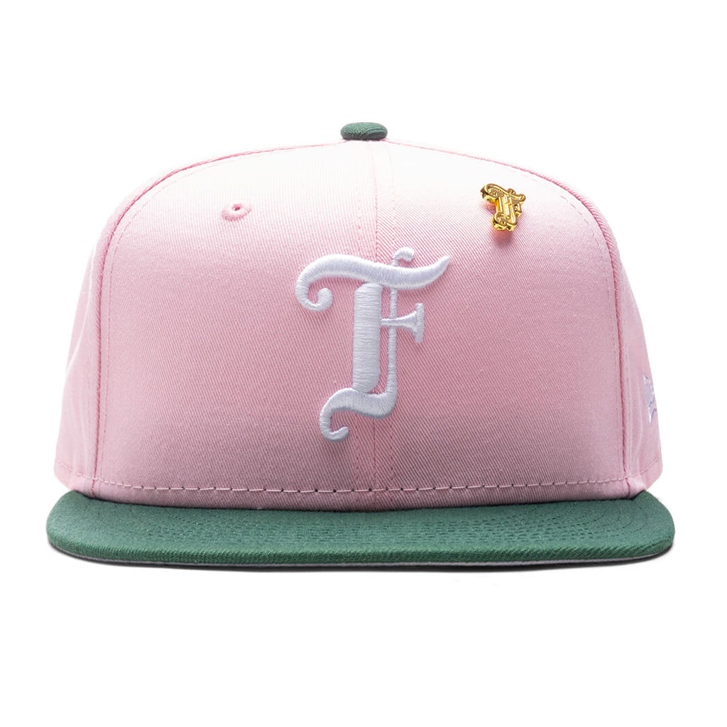 Feature x New Era Old English F Snapback Hat w/ Pin - Pink/Cilantro