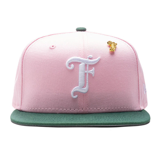 Feature x New Era Old English F Snapback Hat w/ Pin - Pink/Cilantro