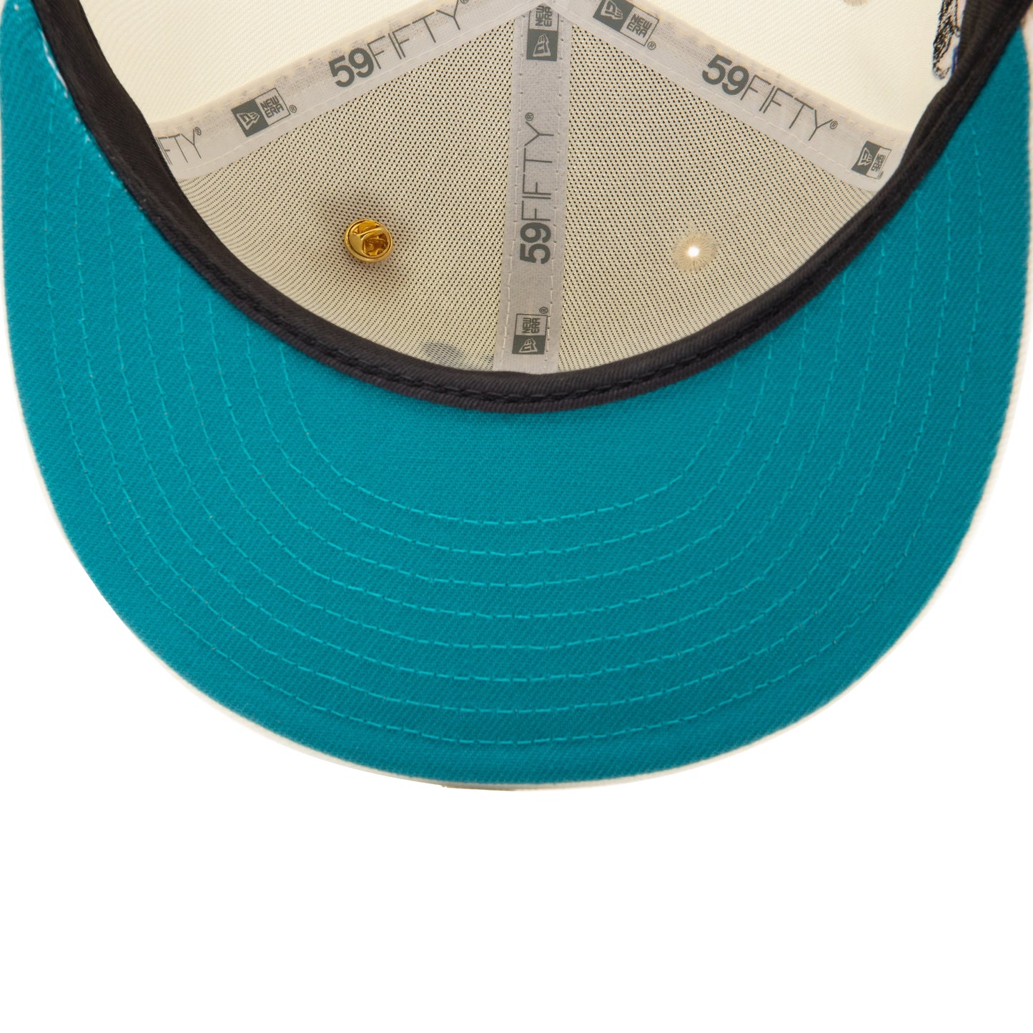 Feature x New Era 59FIFTY Fitted Old English F La Jolla - Chrome White/Aqua