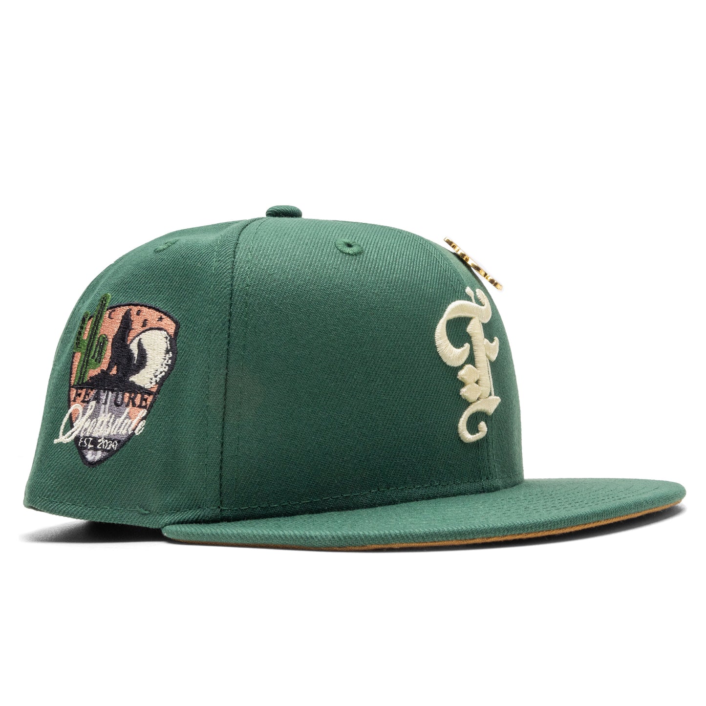 Feature x New Era 59FIFTY Fitted Old English F Scottsdale - Mountain Pine Green/Old Gold